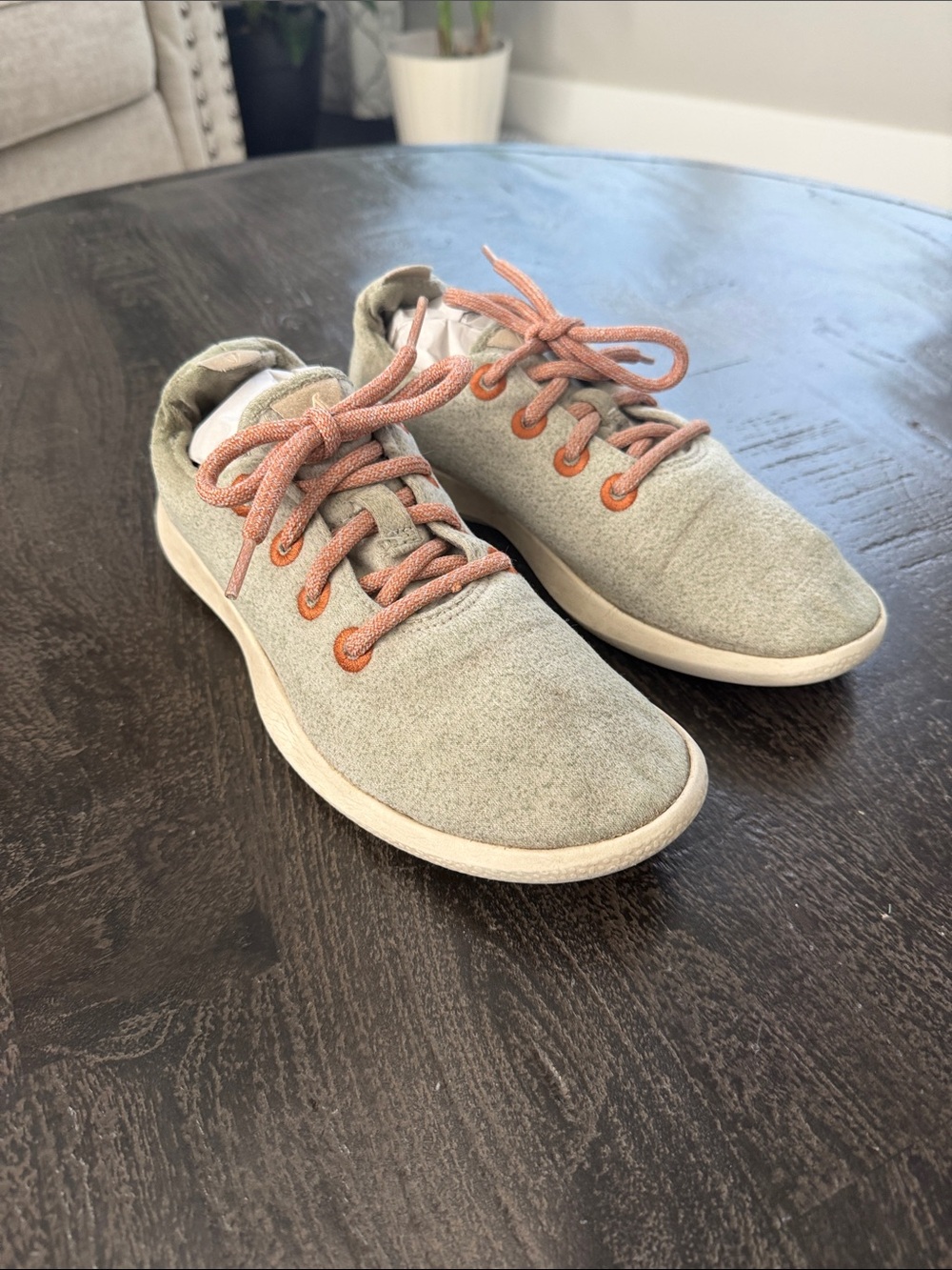 allbirds Women's Low-Top Sneakers in gray with Coral Laces